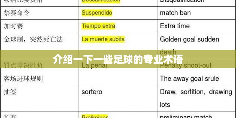 介绍一下一些足球的专业术语