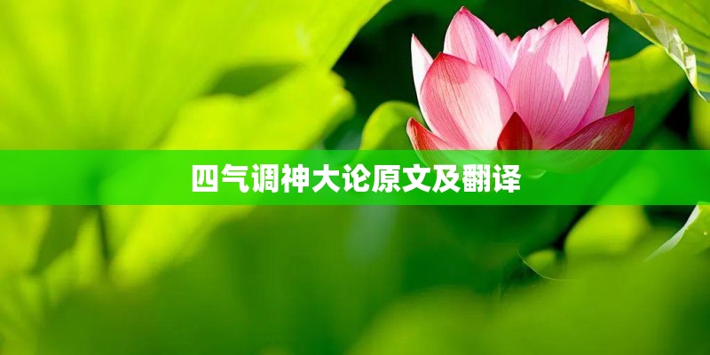 四气调神大论原文及翻译