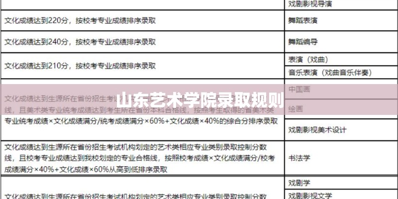 山东艺术学院录取规则
