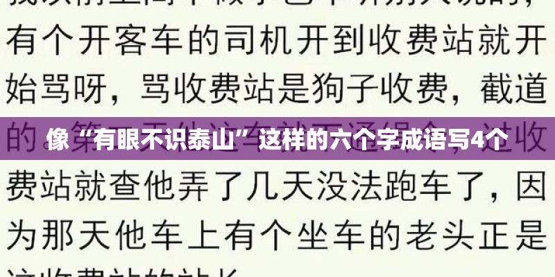 像“有眼不识泰山”这样的六个字成语写4个