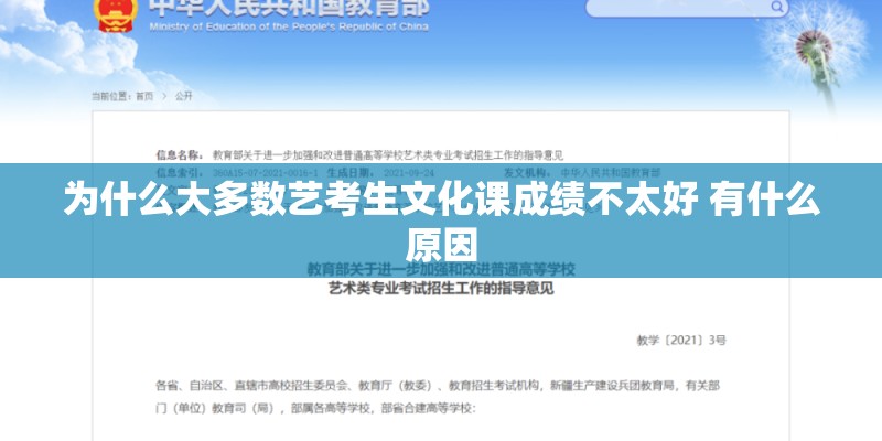 为什么大多数艺考生文化课成绩不太好 有什么原因