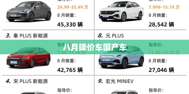 八月降价车国产车