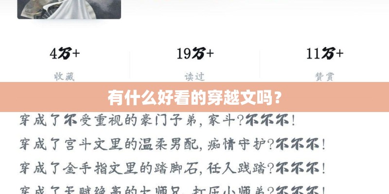 有什么好看的穿越文吗? 有什么好看的穿越文吗?