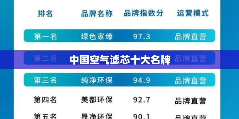 中国空气滤芯十大名牌 中国空气滤芯十大名牌