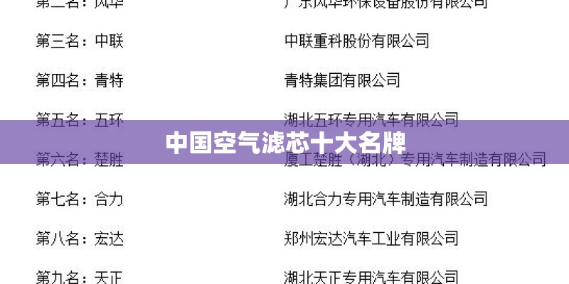 中国空气滤芯十大名牌 中国空气滤芯十大名牌