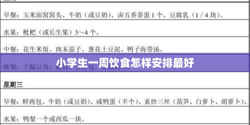 小学生一周饮食怎样安排最好