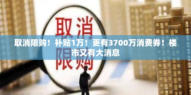 取消限购!补贴1万!更有3700万消费券!楼市又有大消息 取消限购!补贴1万!更有3700万消费券!楼市又有大消息
