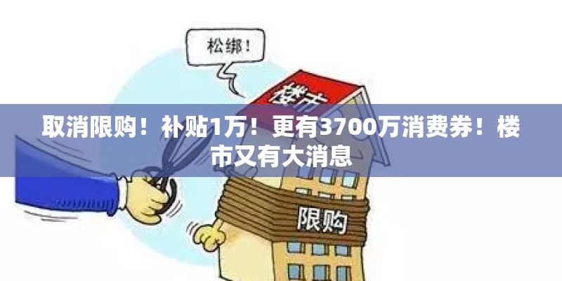取消限购!补贴1万!更有3700万消费券!楼市又有大消息 取消限购!补贴1万!更有3700万消费券!楼市又有大消息