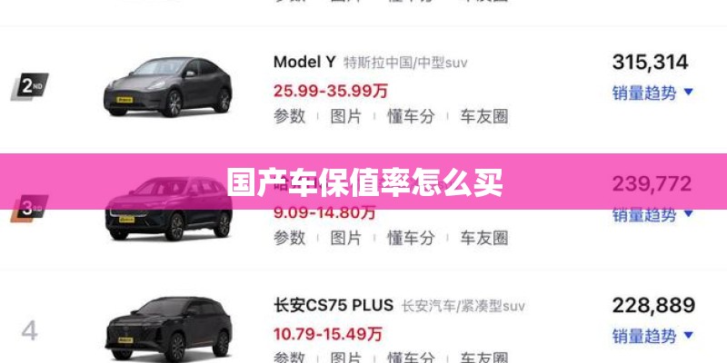 国产车保值率怎么买
