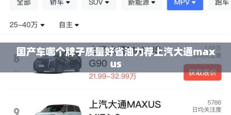 国产车哪个牌子质量好省油力荐上汽大通maxus